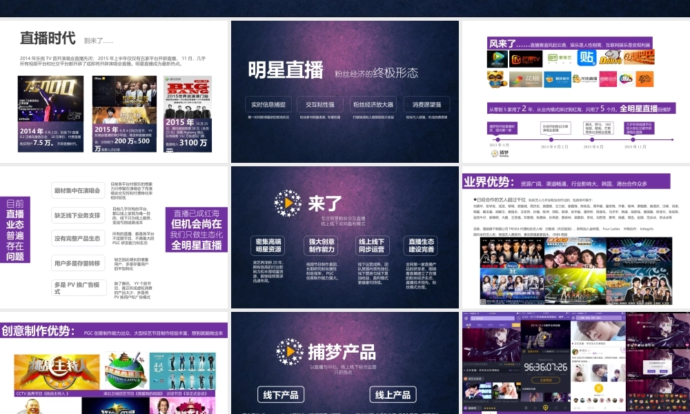 明星粉丝交互直播互动平台 大型明星粉丝经济生态项目创办商业计划书(页)PPT