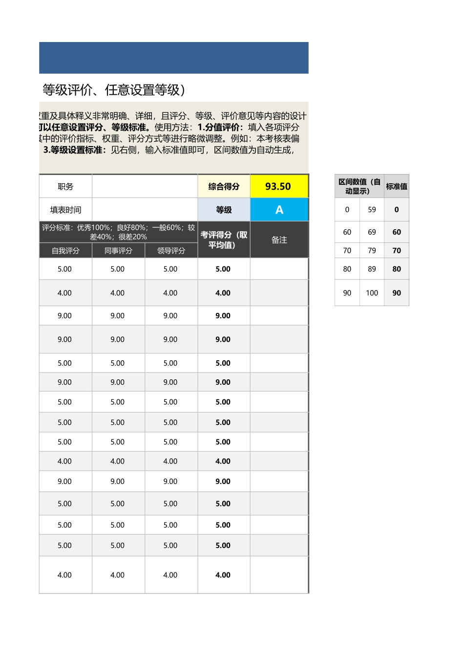 04-9-培训主管绩效考核表（含自动计算、等级评价）_第3页