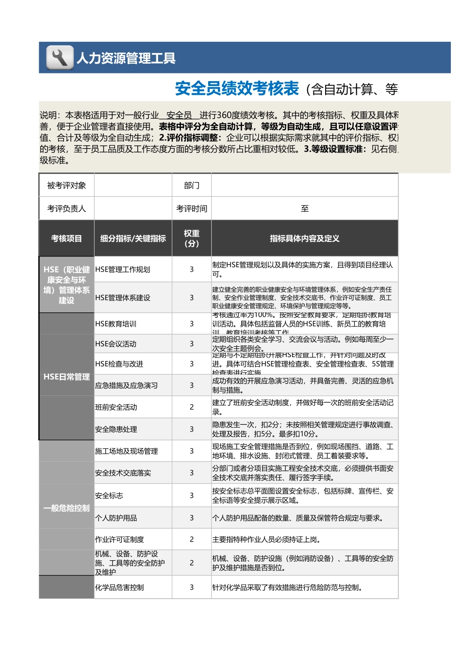 08-8-安全员绩效考核表(含自动计算与等级评价)_第1页