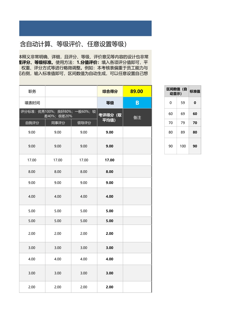OQC检验员绩效考核表（含自动计算、等级评价）_第3页