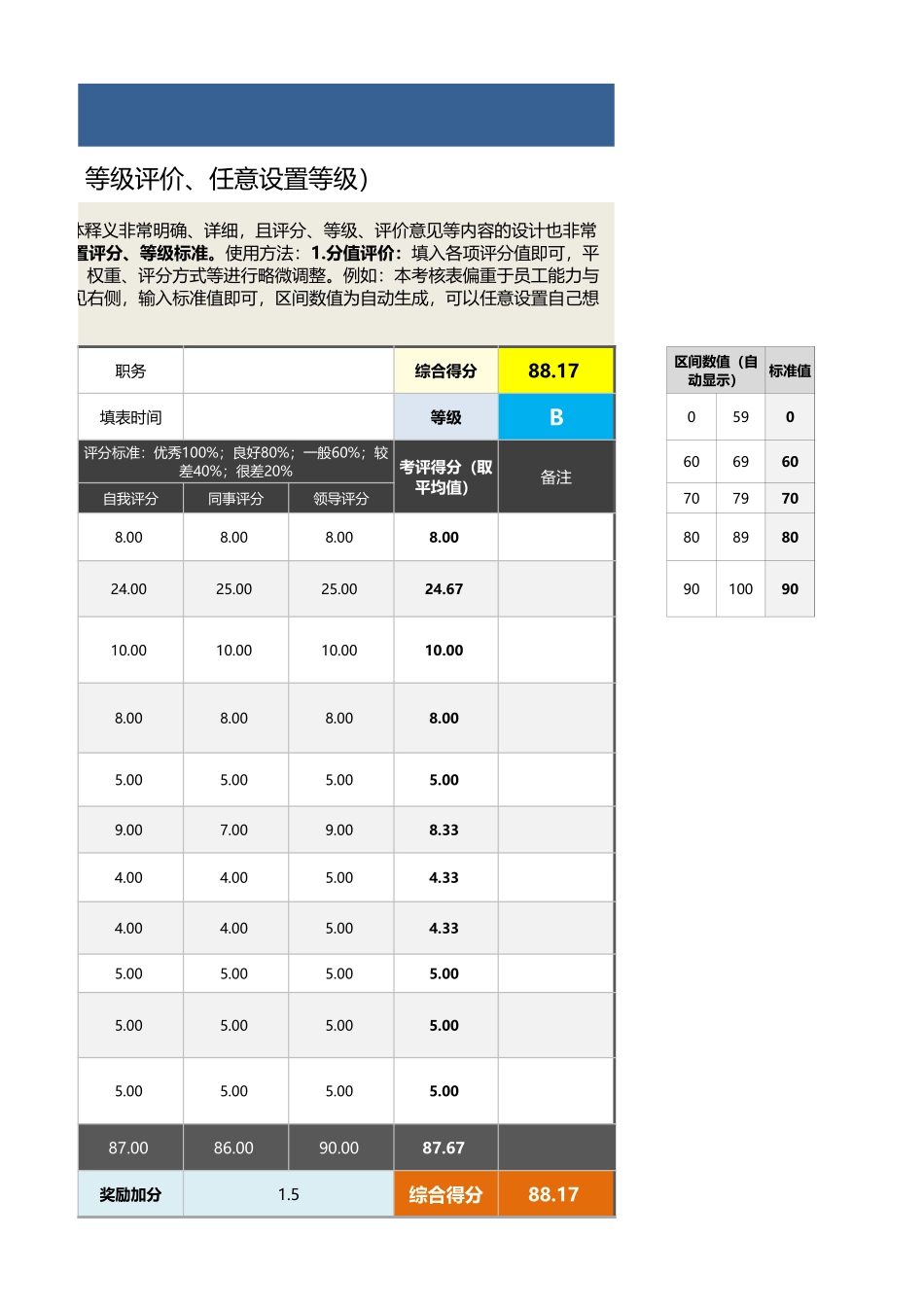 仓库检验员绩效考核表（计算评价自动灵活）_第3页