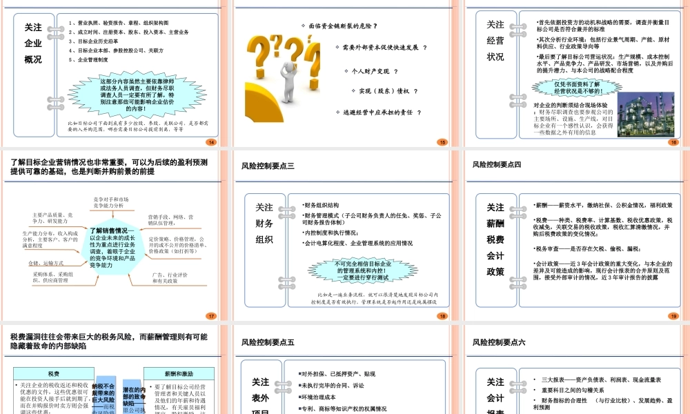 并购尽职调查的风险控制