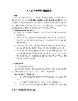 HR尽职调查报告