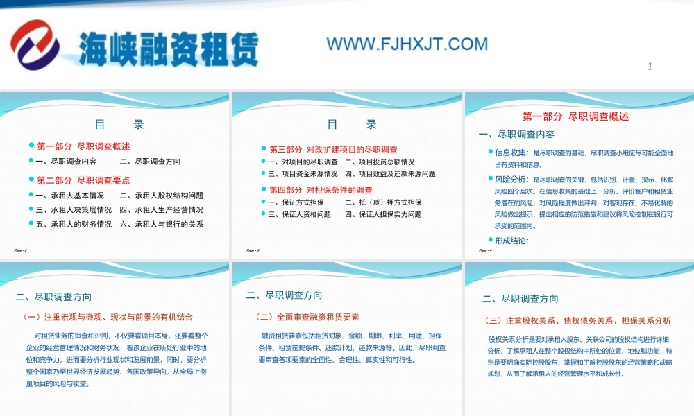 融资租赁业务尽职调查要点-2012.7.26