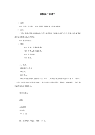 强制执行申请书