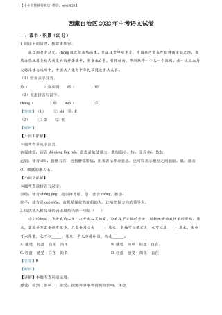 精品解析2022年西藏自治区中考语文真题（解析版）