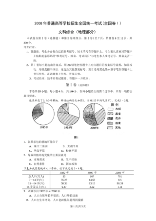2008年高考地理试卷（全国卷Ⅰ）（空白卷）