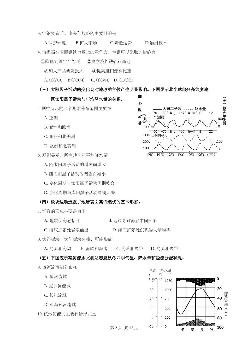 2012年高考地理试题（上海）（空白卷）_第2页