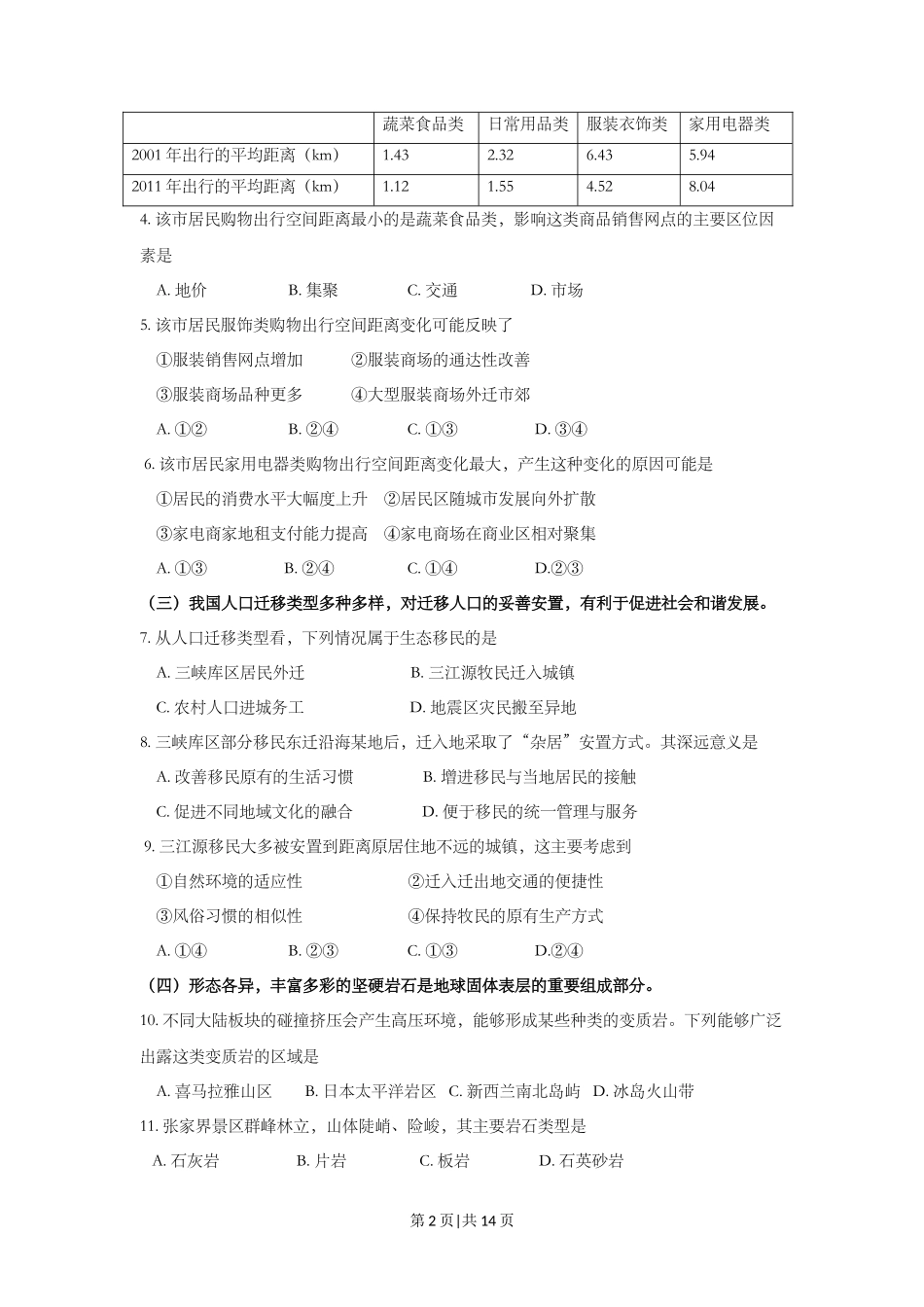 2014年高考地理试题（上海）（空白卷）_第2页