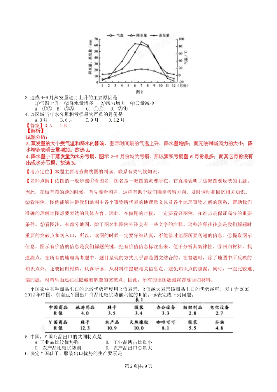 2015年高考地理试卷(福建)(解析卷)_第2页