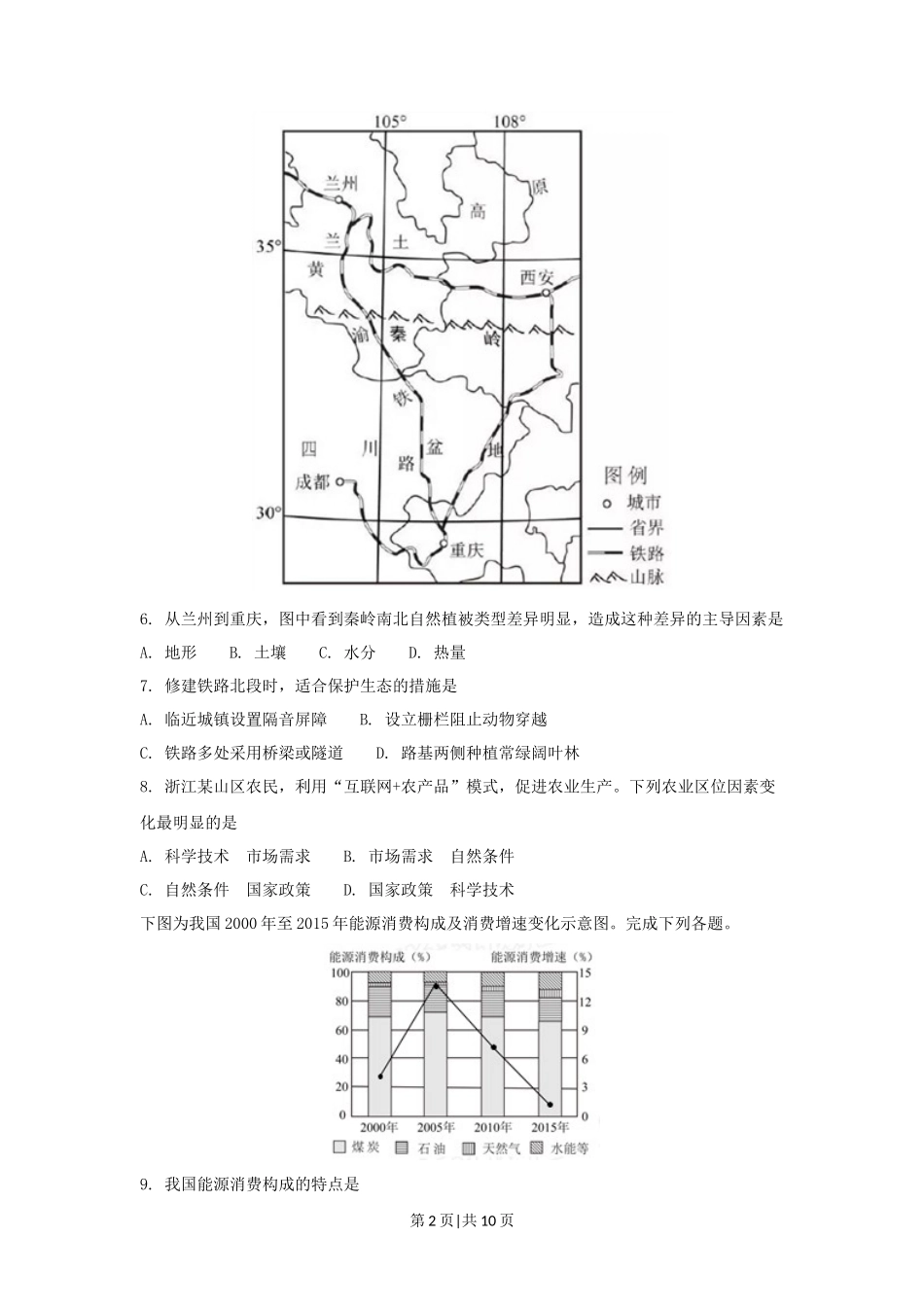 2017年高考地理试卷（浙江）（11月）（空白卷）_第2页