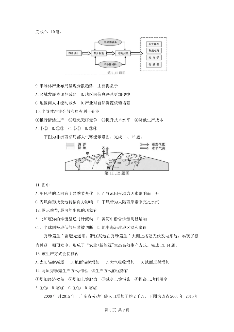 2021年高考地理试卷（浙江）（1月）（空白卷）_第3页