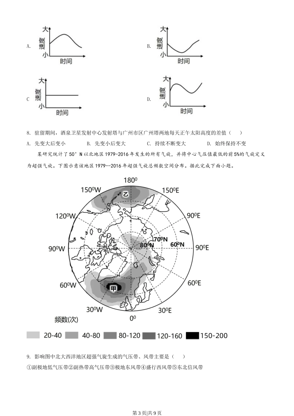 2022年高考地理试卷（广东）（空白卷）_第3页