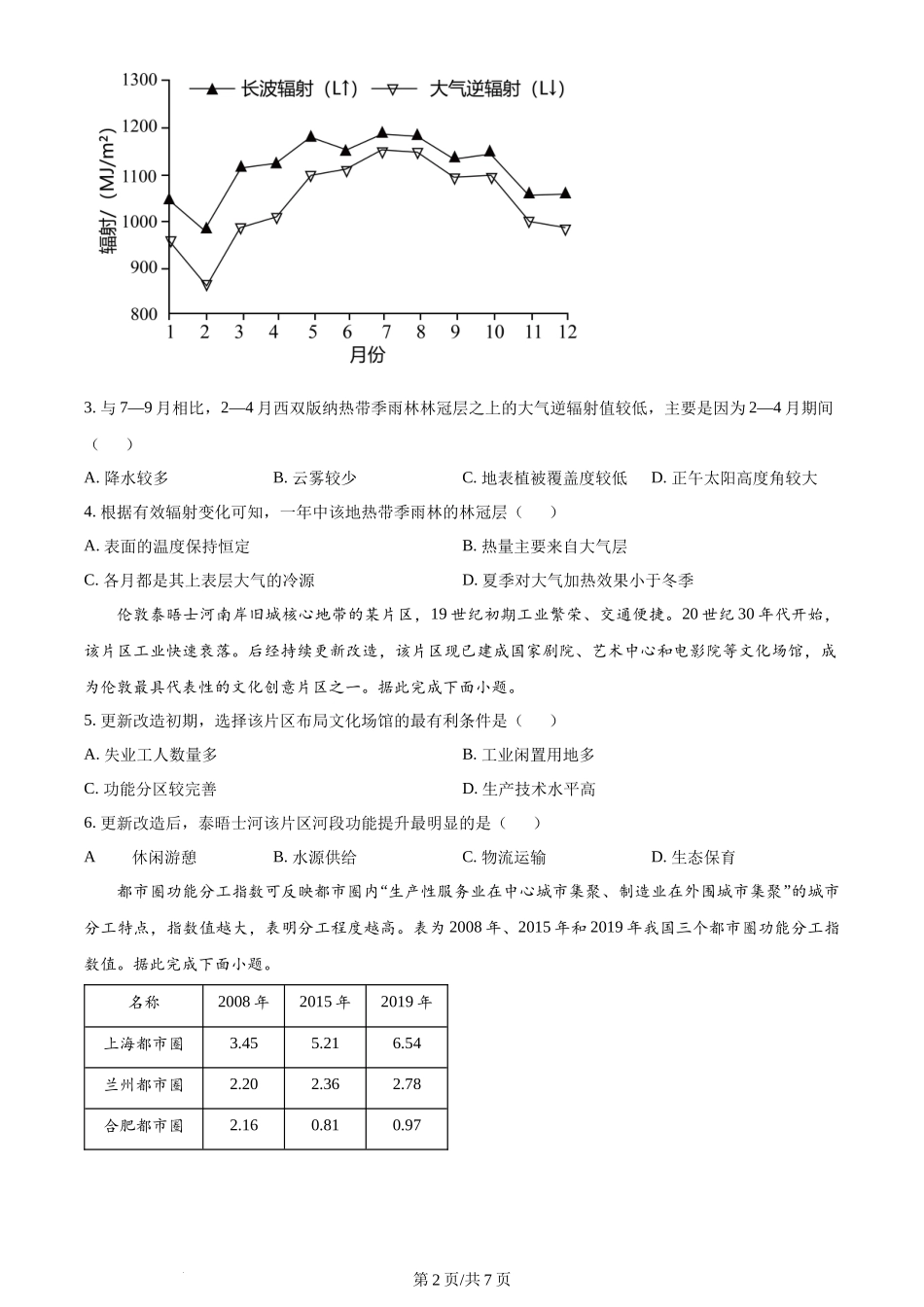 2024年高考地理试卷(广东)(空白卷)_第2页