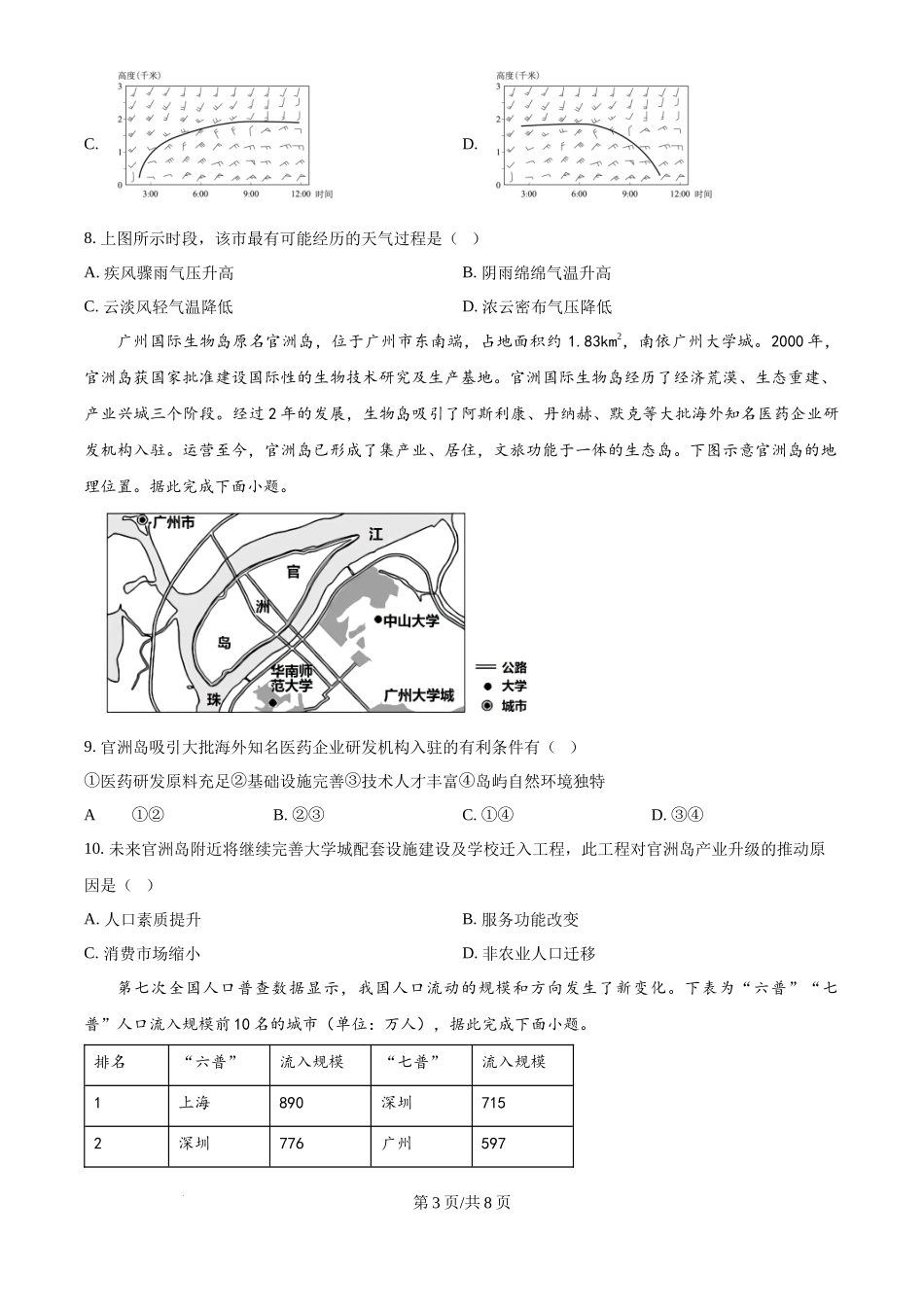 2024年高考地理试卷(天津)(空白卷)_第3页
