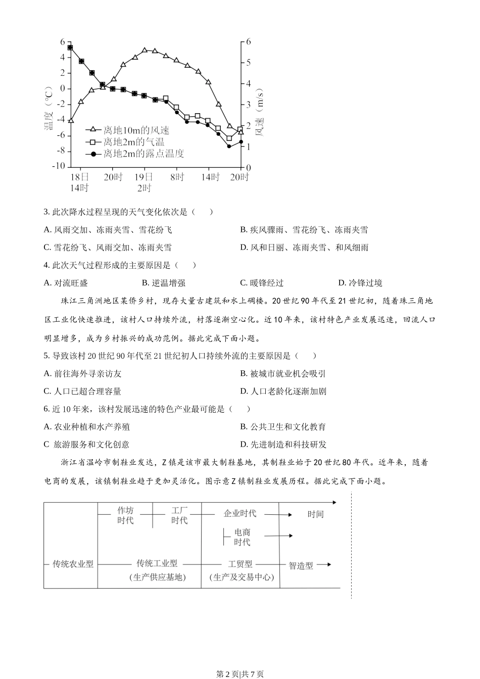 2023年高考地理试卷(广东)(空白卷)_第2页
