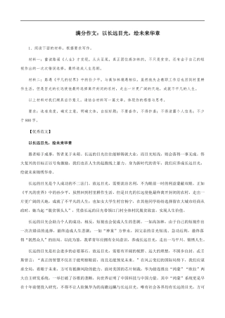 满分作文：以长远目光，绘未来华章   