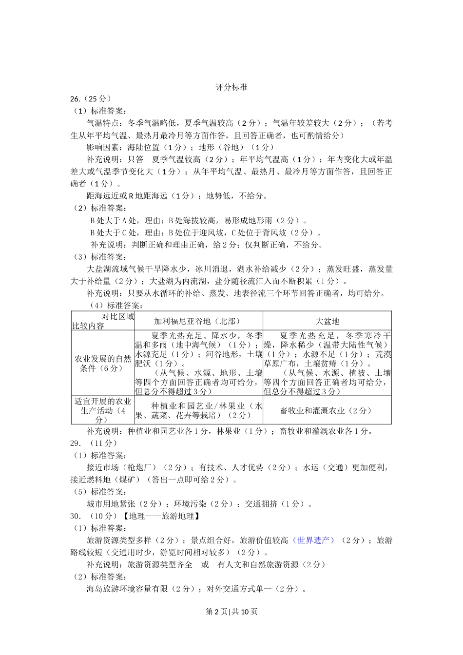 2011年高考地理试卷（山东）（解析卷）_第2页