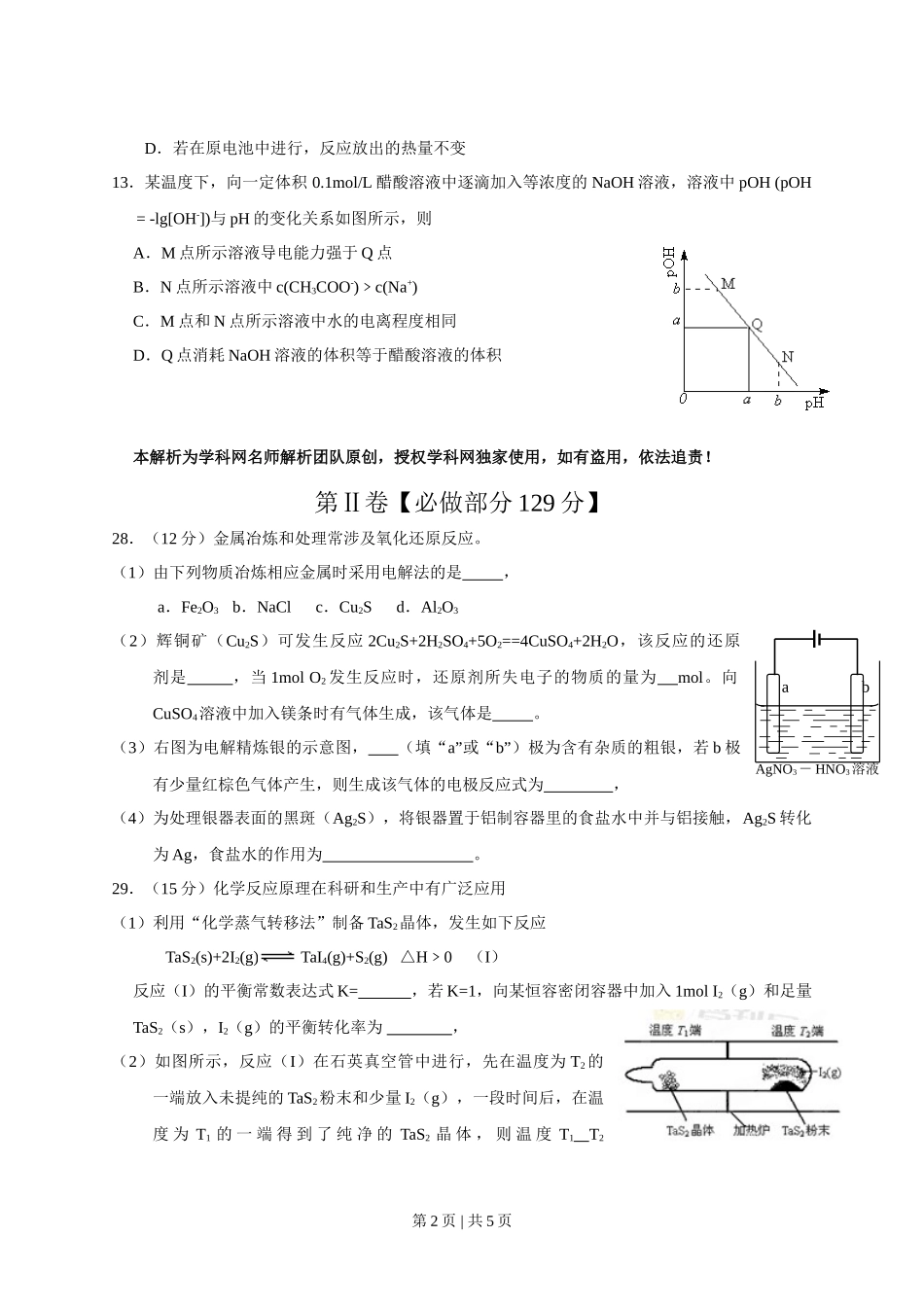 2013年高考化学试卷(山东)(空白卷)_第2页