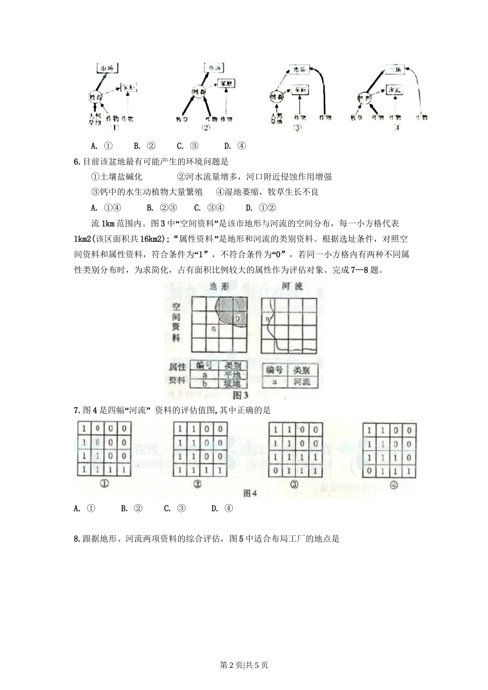 2011年高考地理试卷（浙江）（空白卷）_第2页