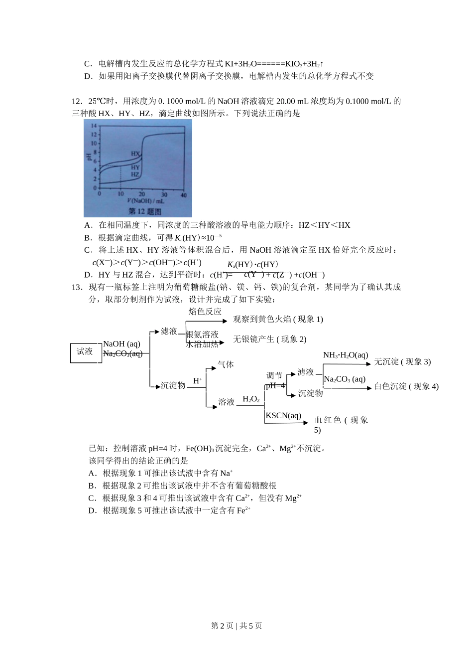 2013年高考化学试卷（浙江）（空白卷）_第2页