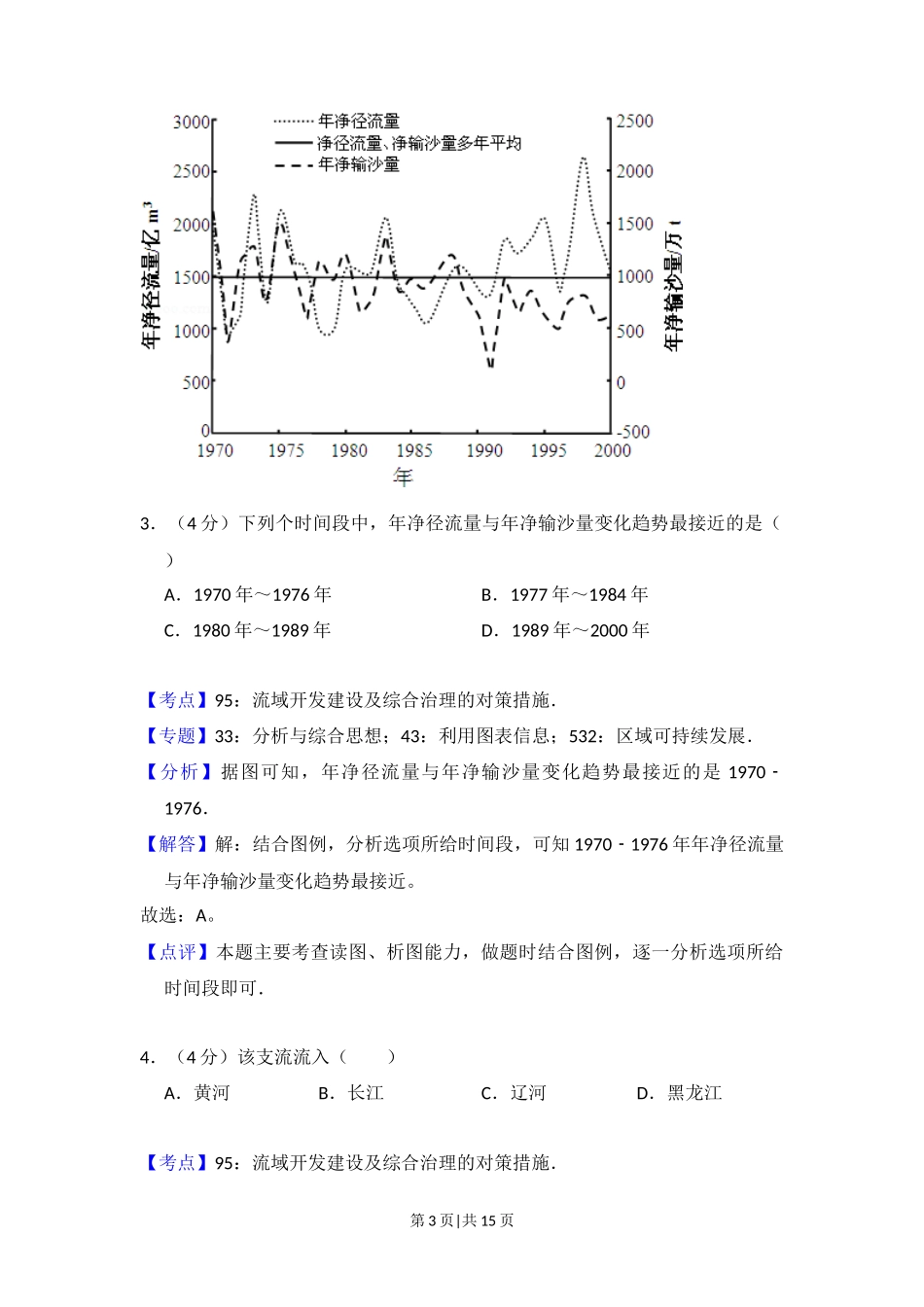 2012年高考地理试卷（大纲卷）（解析卷）_第3页