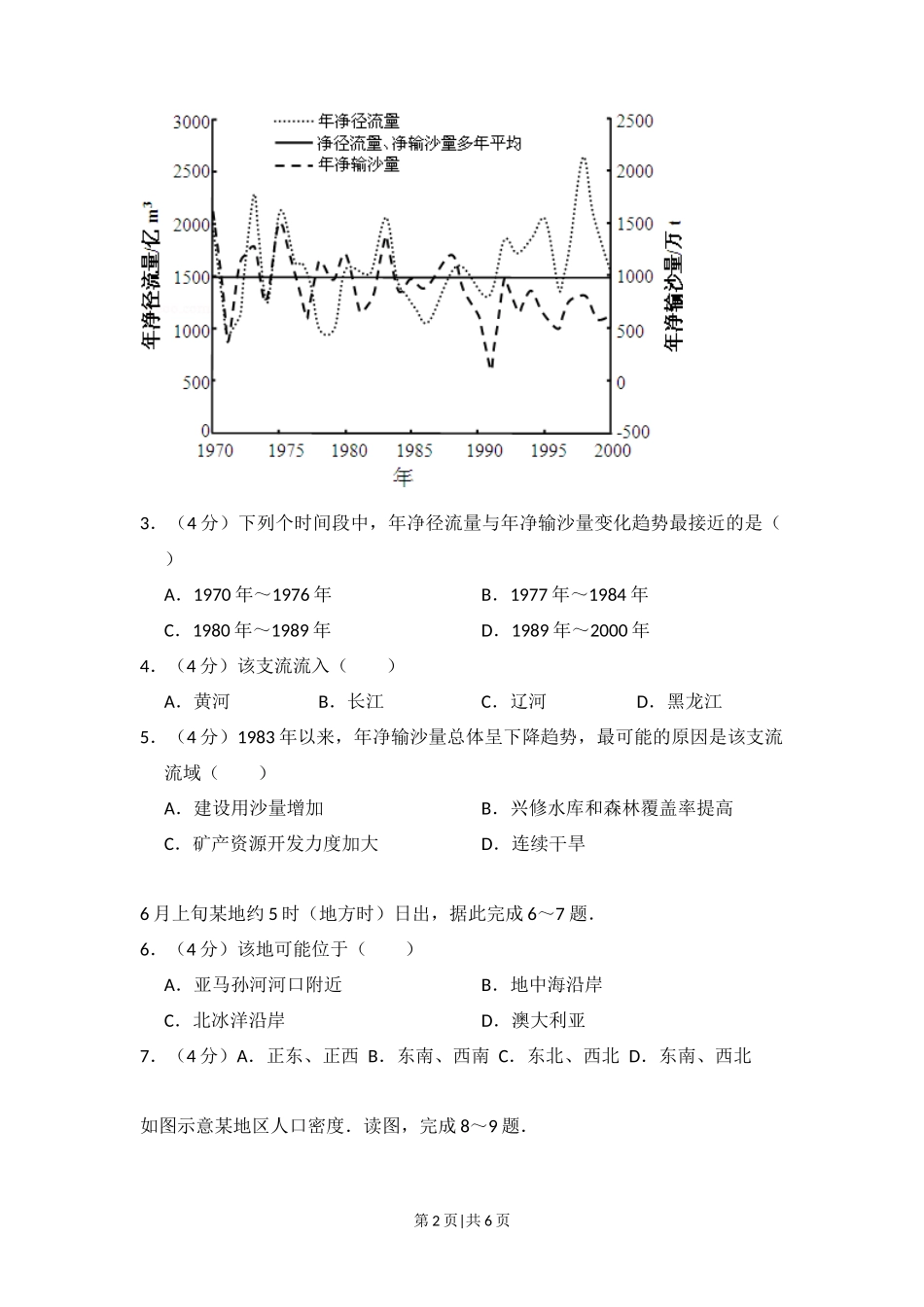 2012年高考地理试卷（大纲卷）（空白卷）_第2页