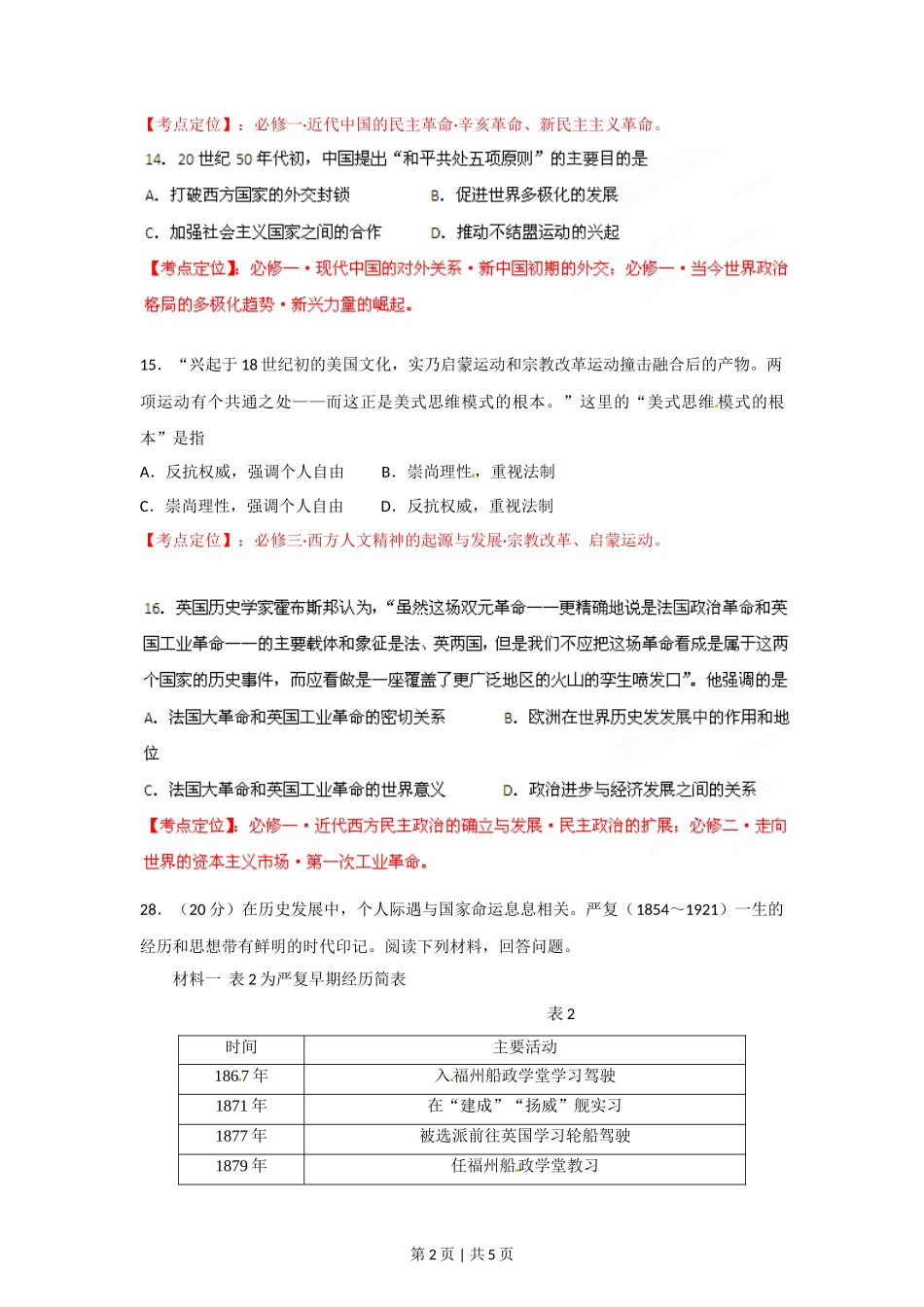 2012年高考历史试卷(山东)(空白卷)_第2页