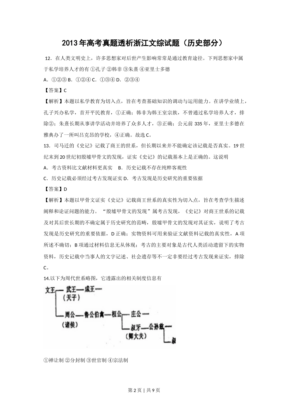 2013年高考历史试卷(浙江)(解析卷)_第2页