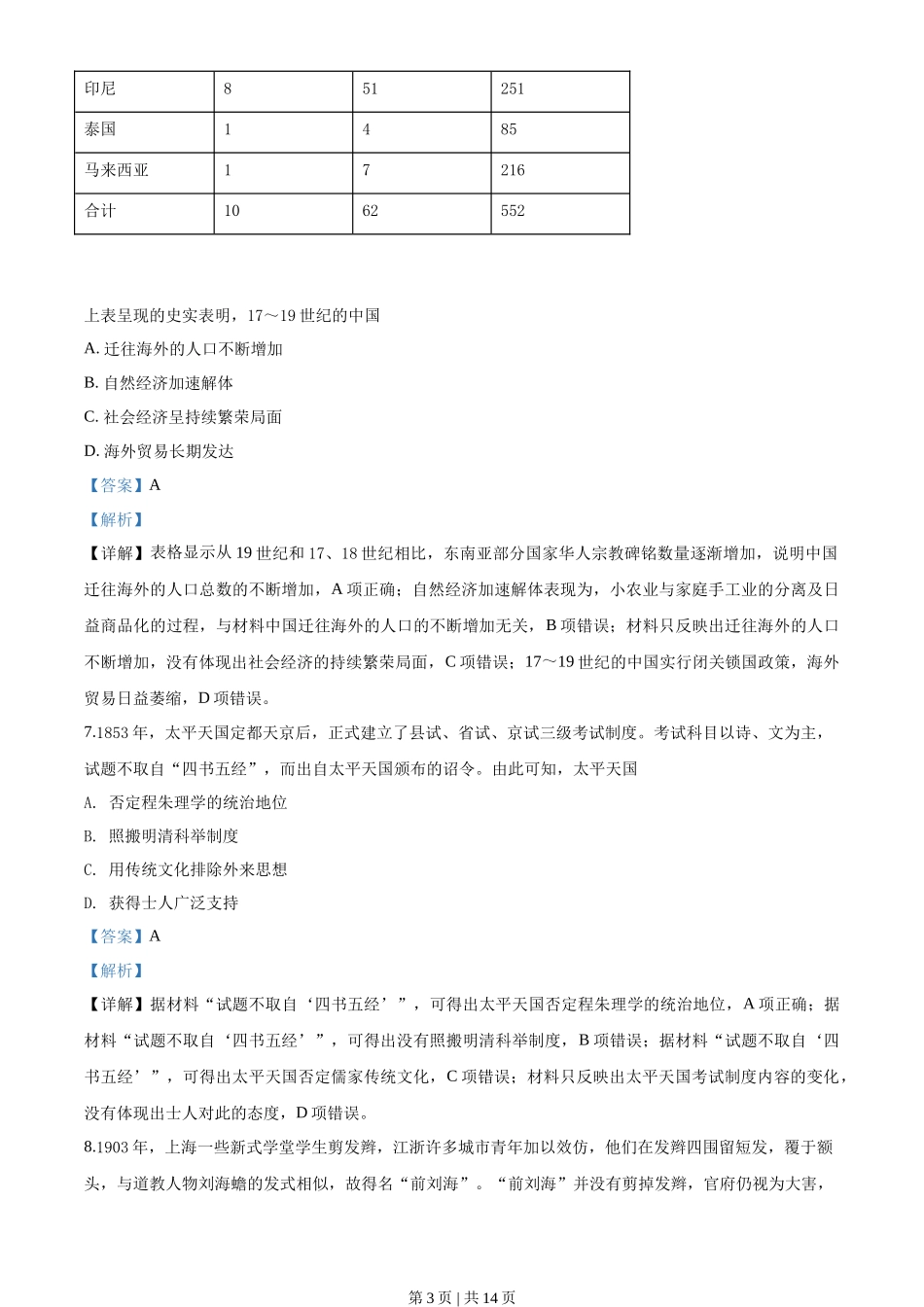 2018年高考历史试卷(海南)(解析卷)_第3页