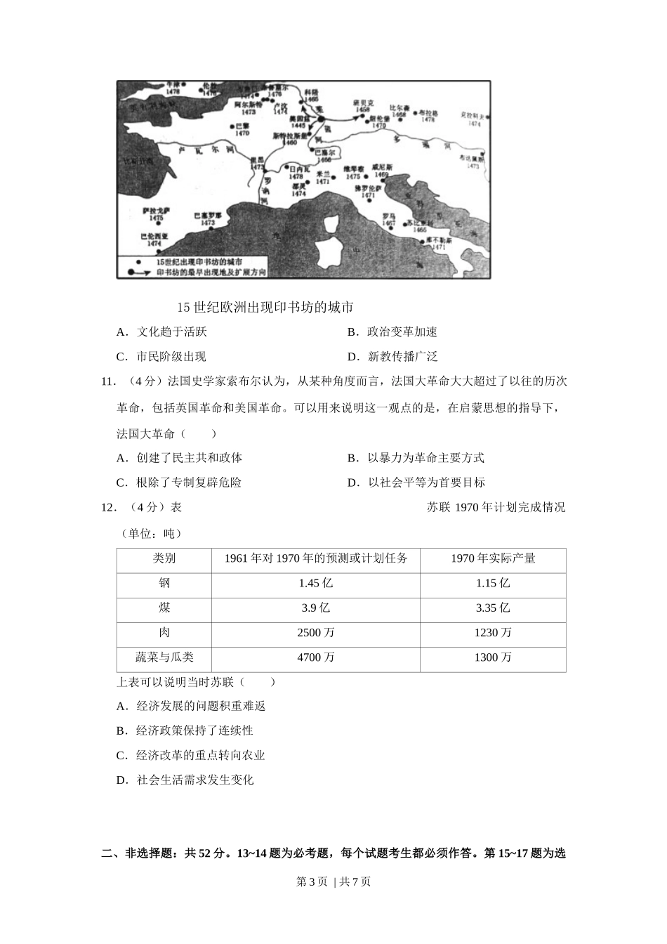 2019年高考历史试卷(新课标Ⅱ)(空白卷)_第3页