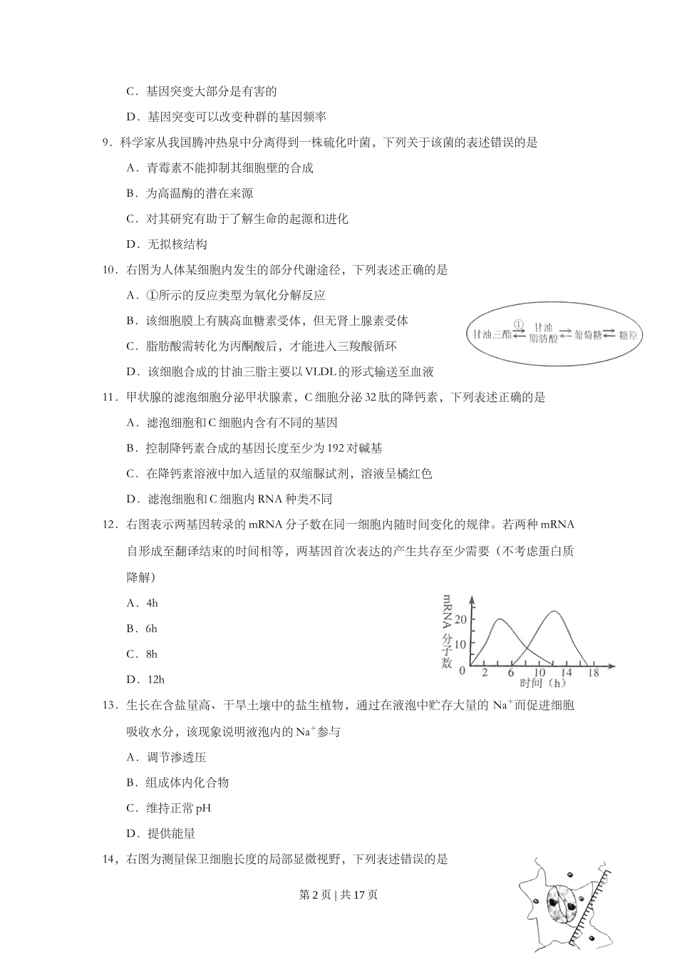 2011年高考生物试卷(上海)(解析卷)_第2页