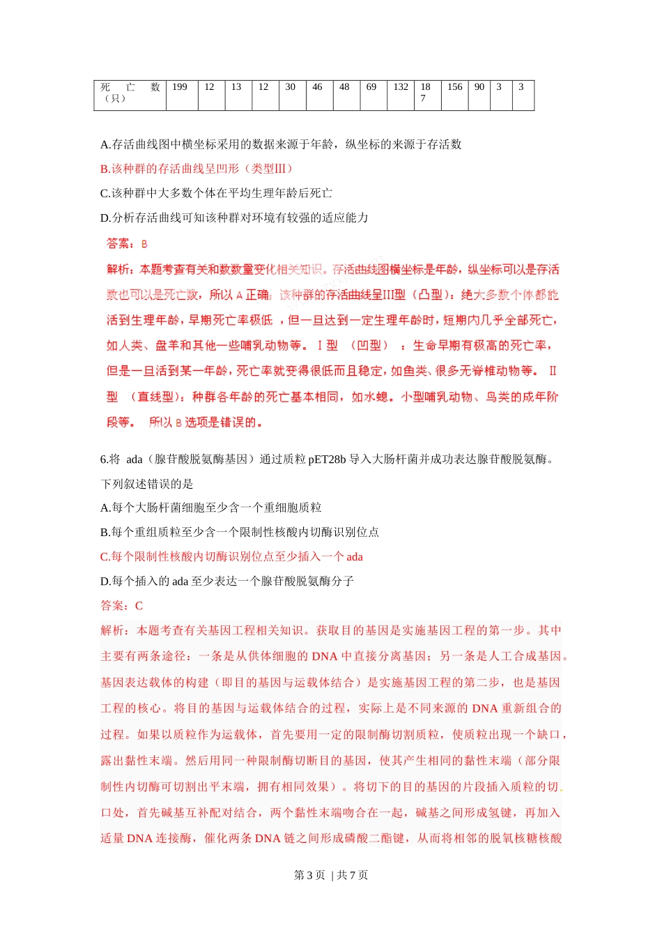 2011年高考生物试卷(浙江)(解析卷)_第3页