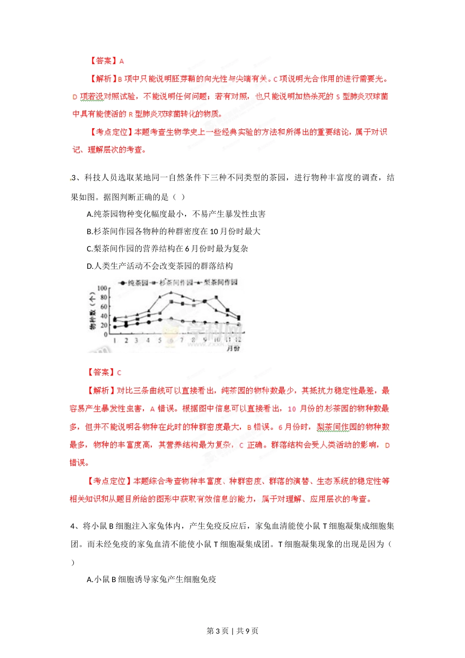 2012年高考生物试卷(福建)(解析卷)_第3页