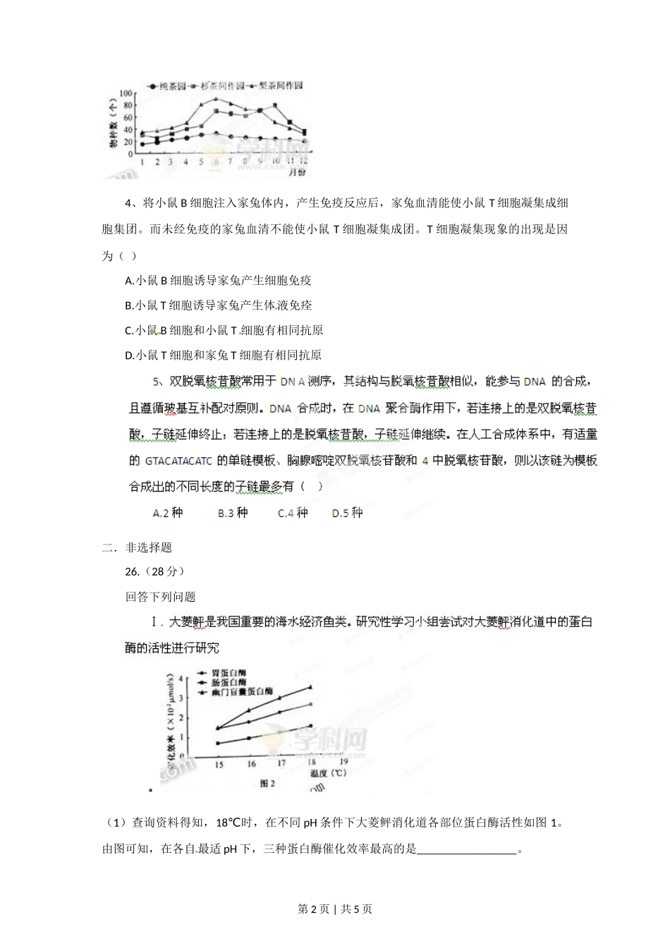 2012年高考生物试卷（福建）（空白卷）_第2页