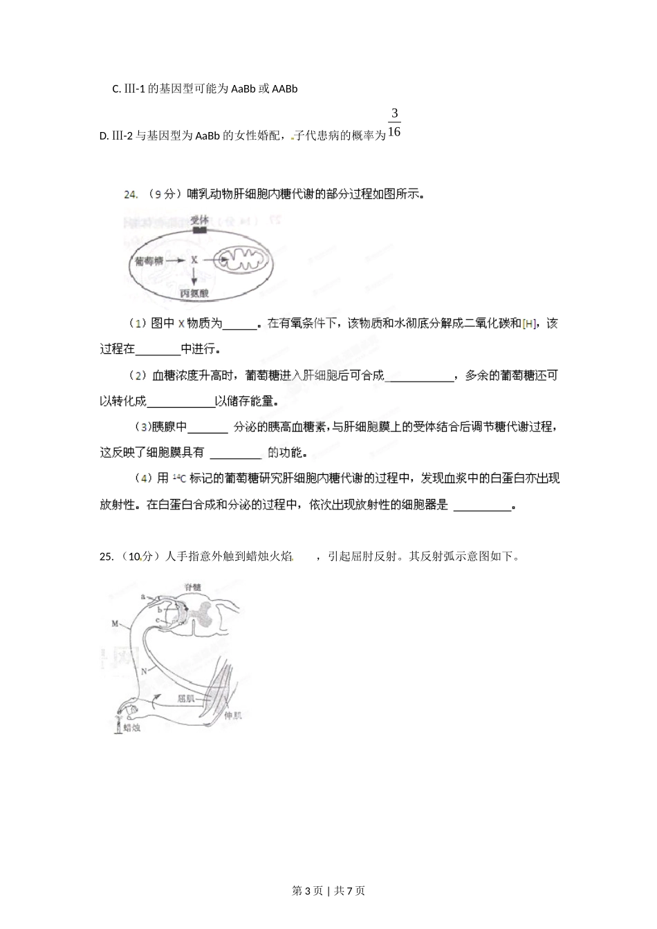 2012年高考生物试卷（山东）（空白卷）_第3页