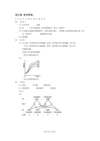 2012年高考生物试卷（浙江）（解析卷）