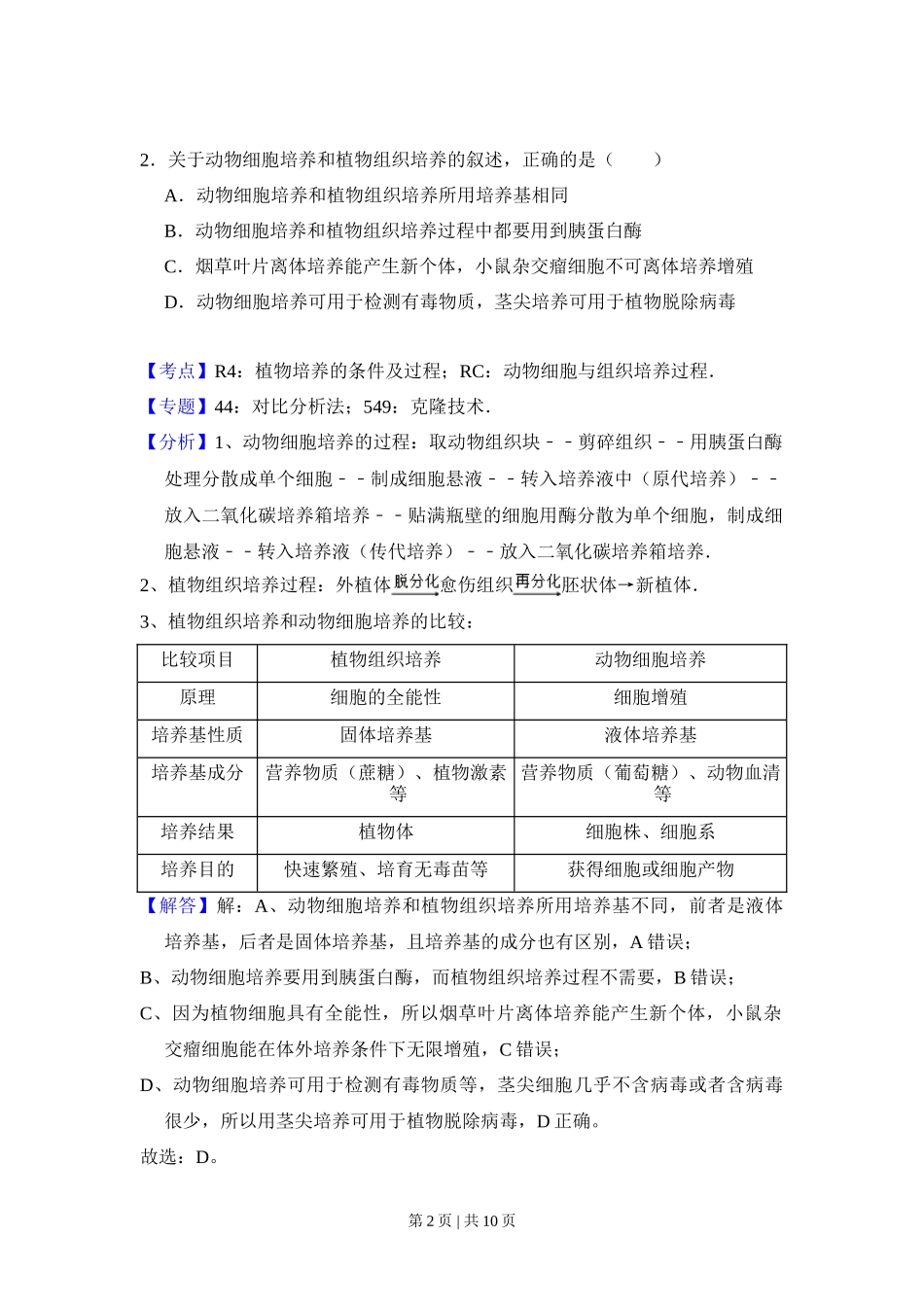 2013年高考生物试卷（大纲版）（解析卷）_第2页