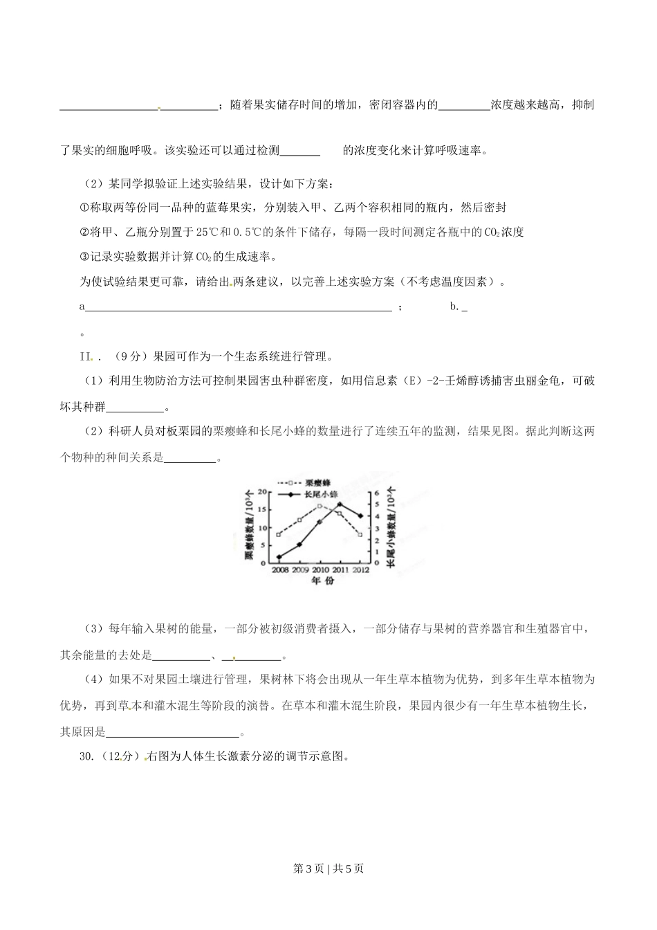 2015年高考生物试卷(安徽)(空白卷)_第3页