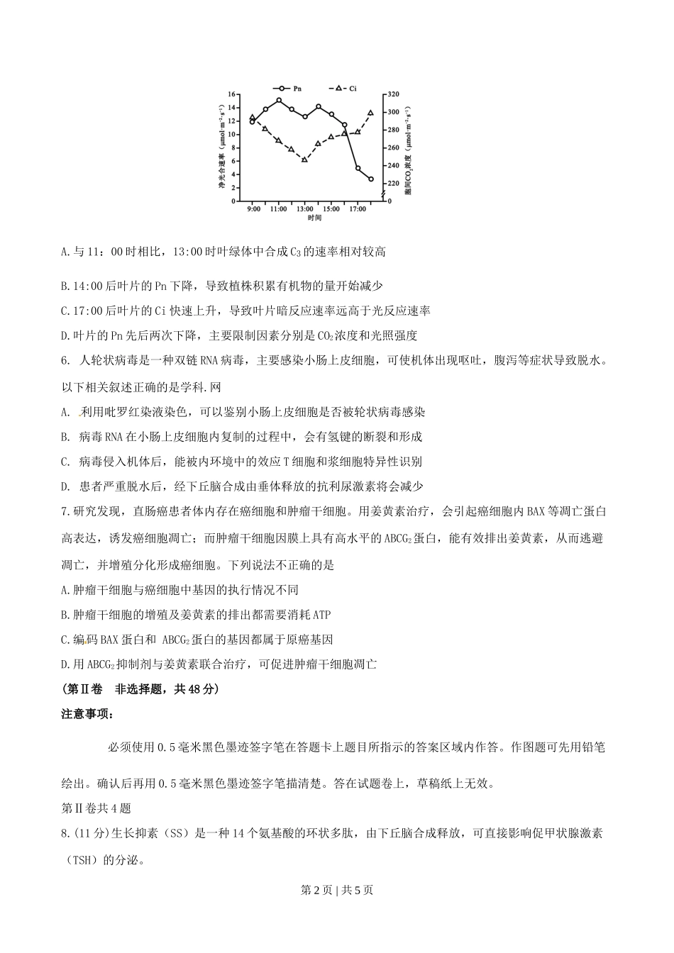 2016年高考生物试卷(四川)(空白卷)_第2页