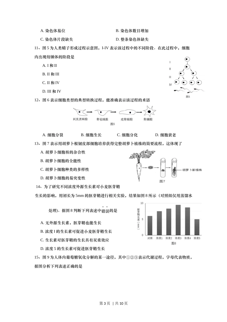 2017年高考生物试卷(上海)(空白卷)_第3页
