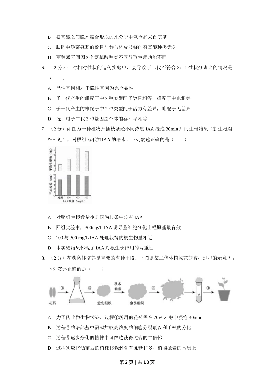 2018年高考生物试卷(江苏)(空白卷)_第2页