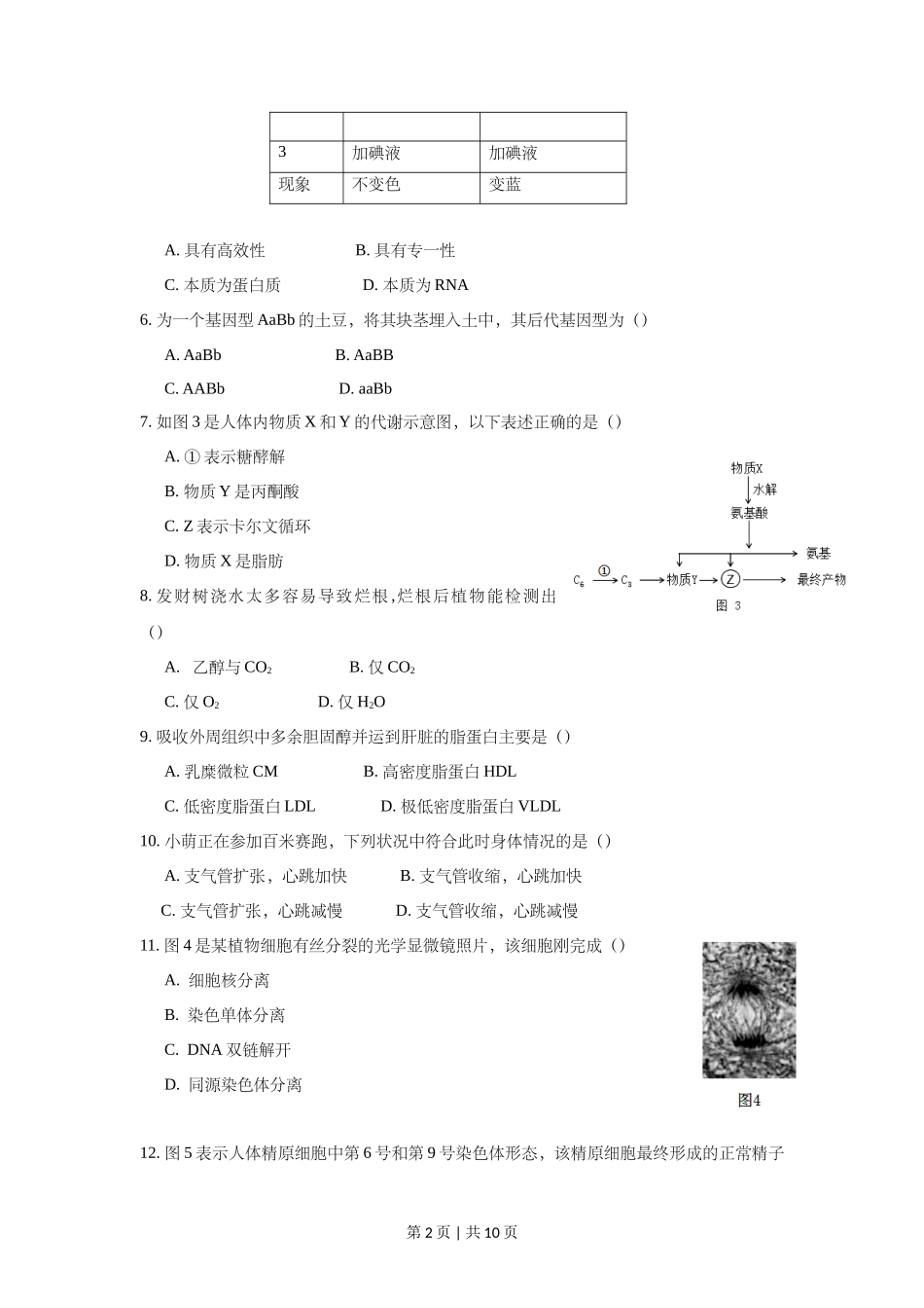 2018年高考生物试卷(上海)(空白卷)_第2页
