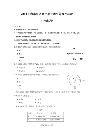 2018年高考生物试卷（上海）（空白卷）