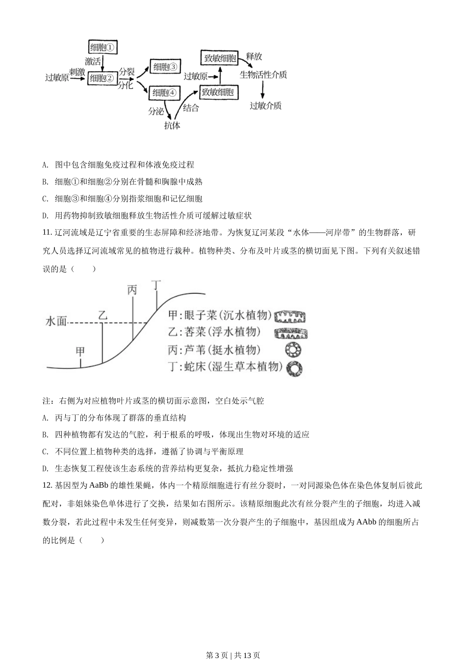 2021年高考生物试卷（辽宁）（空白卷）_第3页