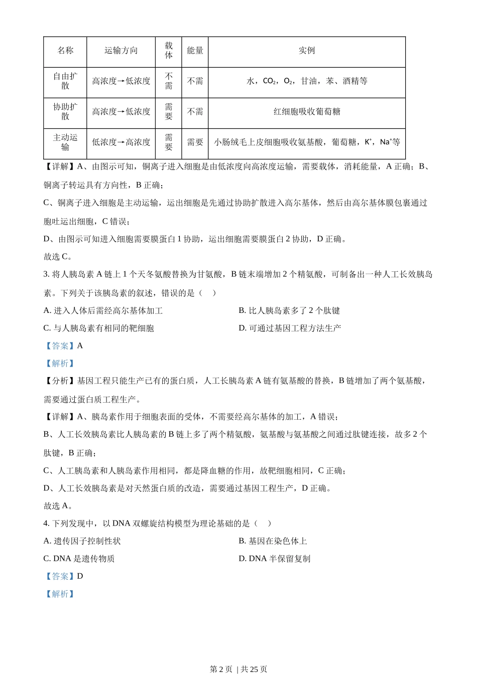 2022年高考生物试卷(重庆)(解析卷)_第2页