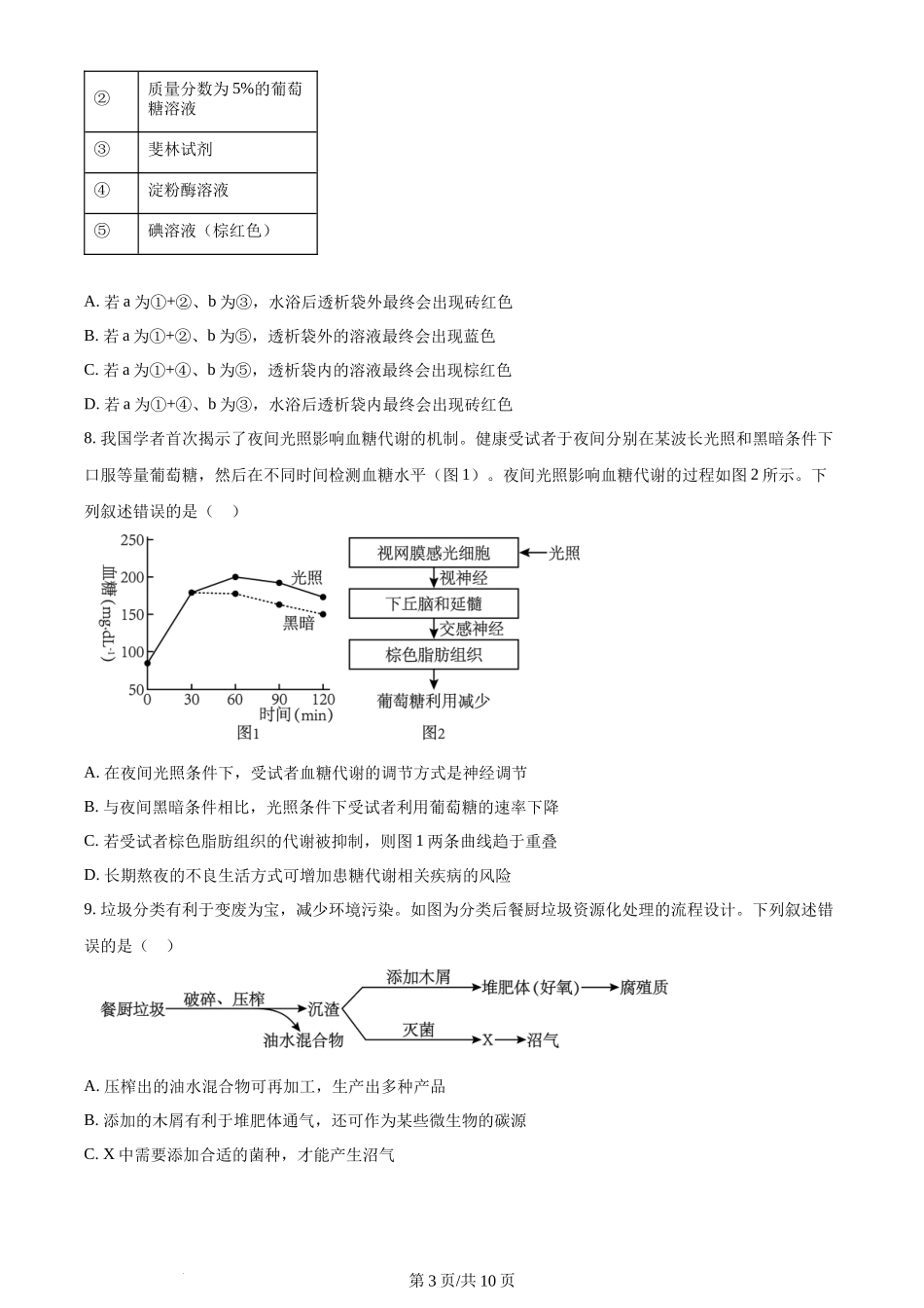 2023年高考生物试卷(重庆)(空白卷)_第3页