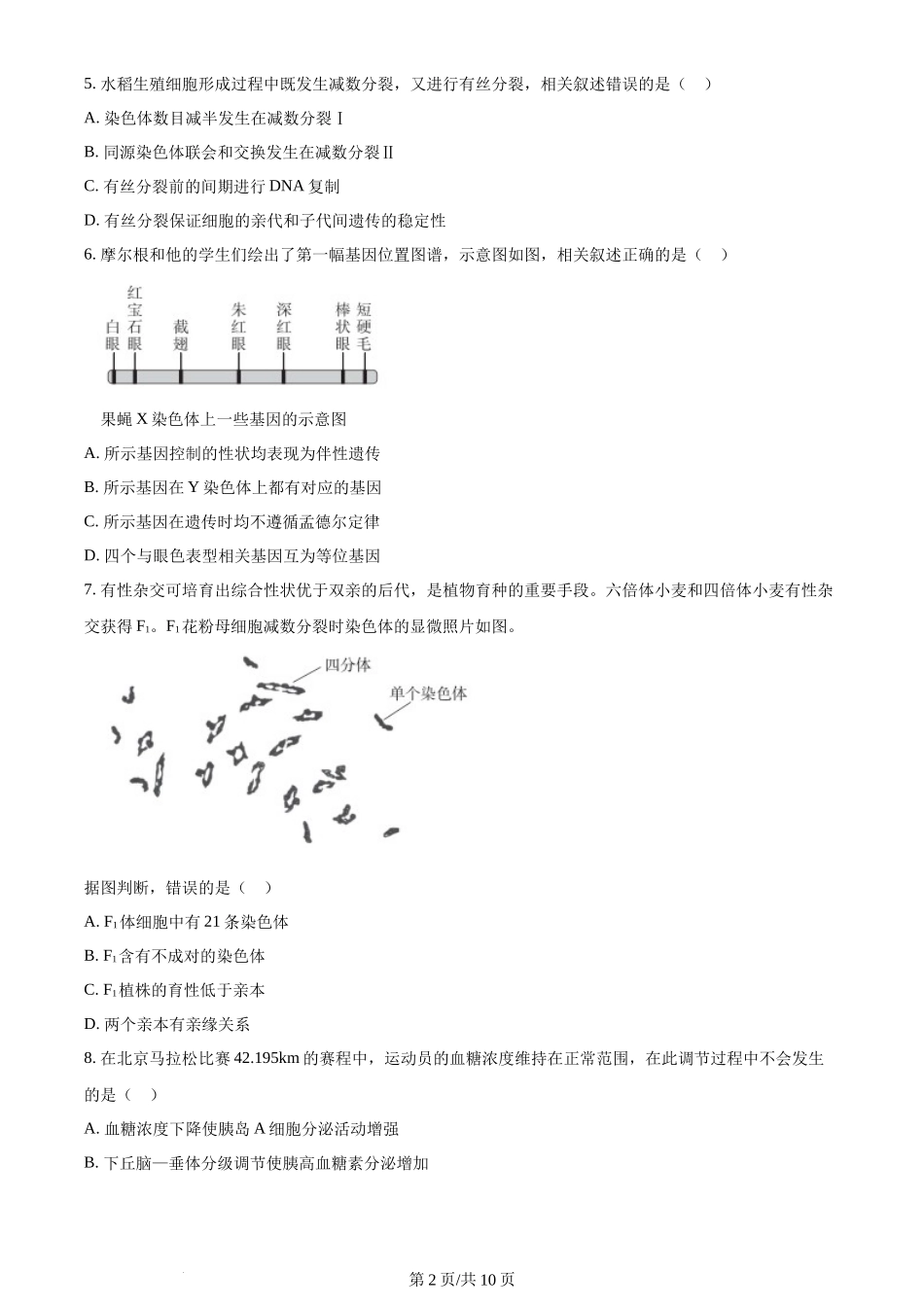 2024年高考生物试卷（北京）（空白卷）_第2页