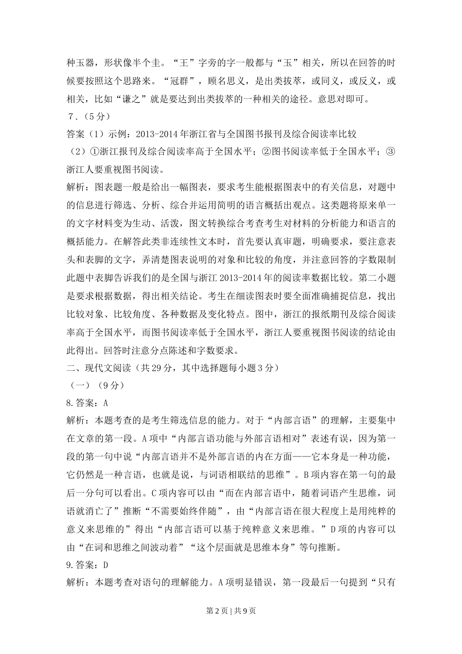 2015年高考语文试卷（浙江）（解析卷）_第2页