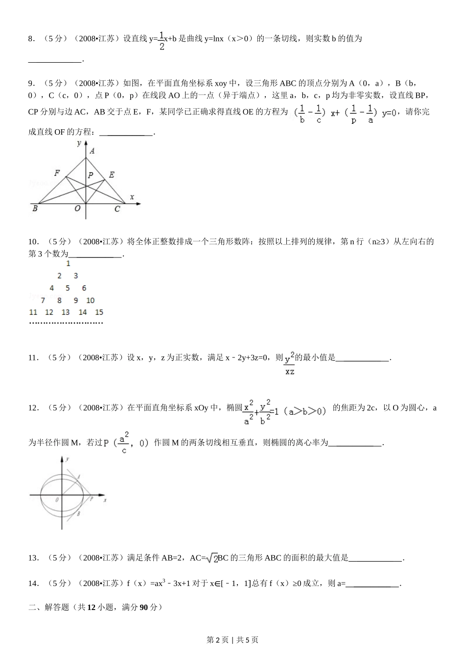 2008年高考数学试卷（江苏）（空白卷）_第2页